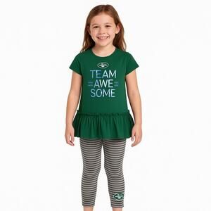 NWT New York Jets Girls’ “Team Awesome” 2-Piece Outfit – Size Medium (5–6)